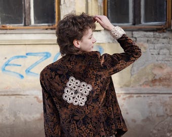 Fedra - unieke pluche blazer met bloemen