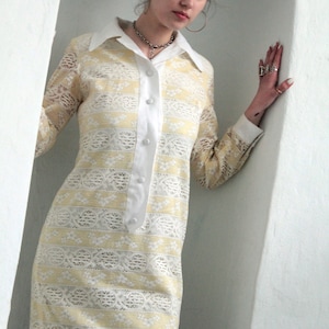 Soft but Goth - White Lace Dress //Vintage Lace Dress//70s Floral Lace Dress M/38