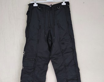 Y2K Black Nylon Cargo Pants M
