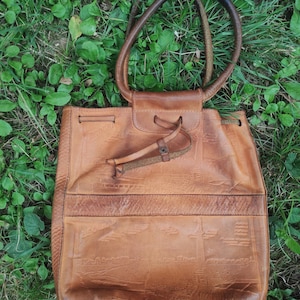 Beograd - Vintage Brown Leather Bag//70s Handbag