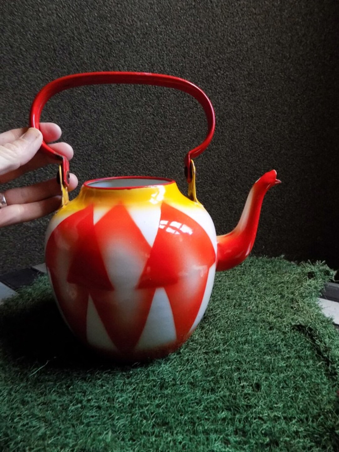 Vintage Enamel Teapot by Emo Celje //vintage Enamel Teapot, Yugoslavia