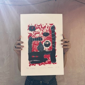 Il sogno di un bambino: una stampa risograph A3 su carta da 120 g/m². Edizione di 20 esemplari