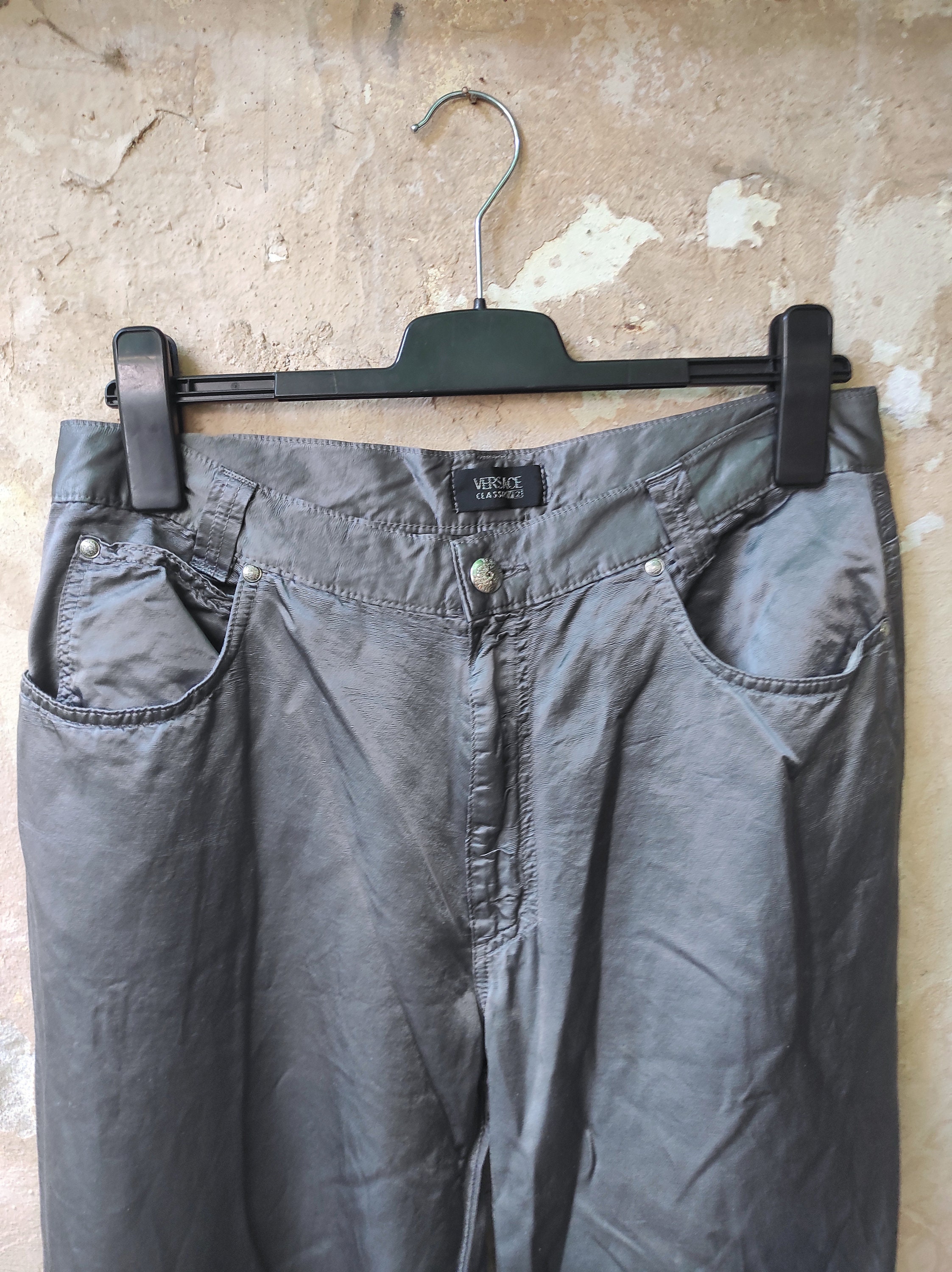 Silver Vintage Versace Pants - Y2K Versace Classic V2 Men's