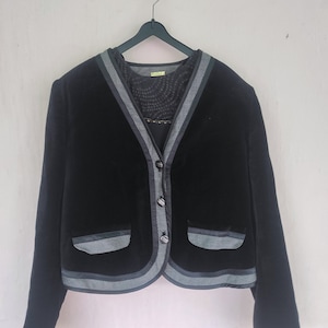 Vintage Velvet Mirjana Maric Blazer//Black and Silver Plush Jacket