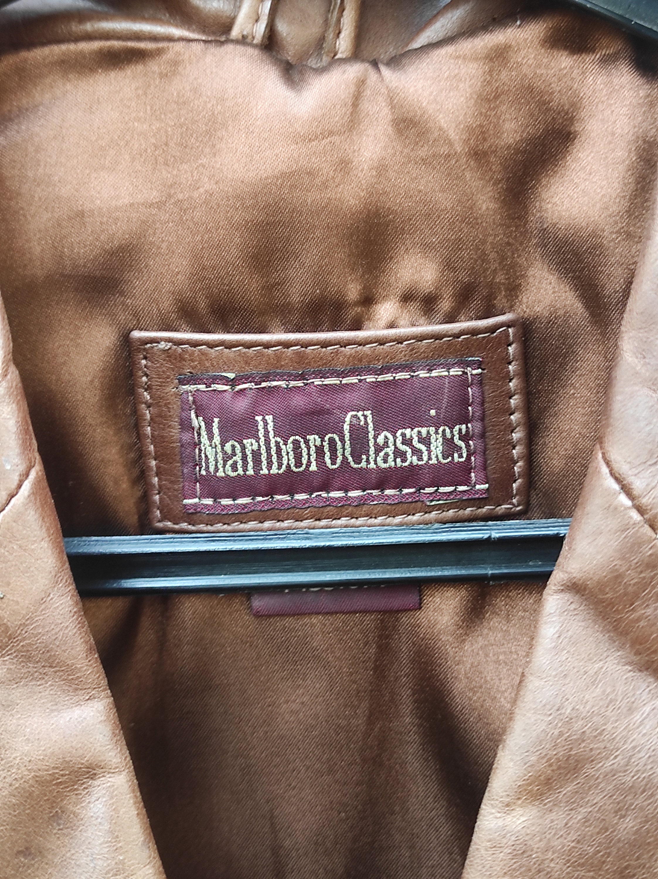 Vintage Marlboro Classics Brown Leather Unisex Jacket M - Etsy