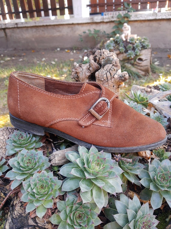 Suede Shoes - Vintage Brown Leather Shoes//Yugosla