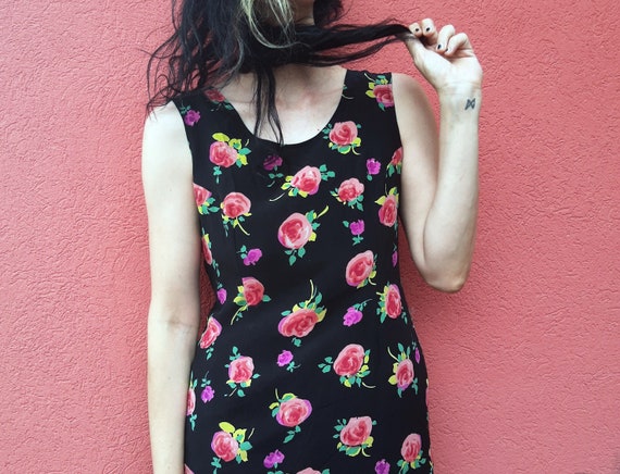 Silky Rose - Vintage Silk Floral Dress