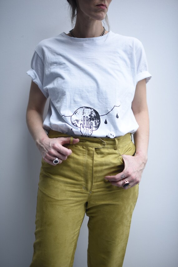 VNTG Mustard Suede Pants/70s Mum's Suede Pants