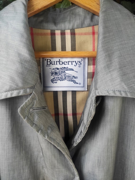 Silver BURBERRY - VNTG Silver Gray Burberry Trench Coat/ 80s Silver BURBERRY - VNTG Silver Gray Burberry Trench Coat/ 80s