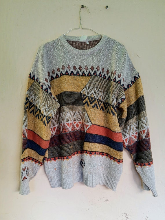 Vintage Abstract Sweater//80's Fadhion Sweater