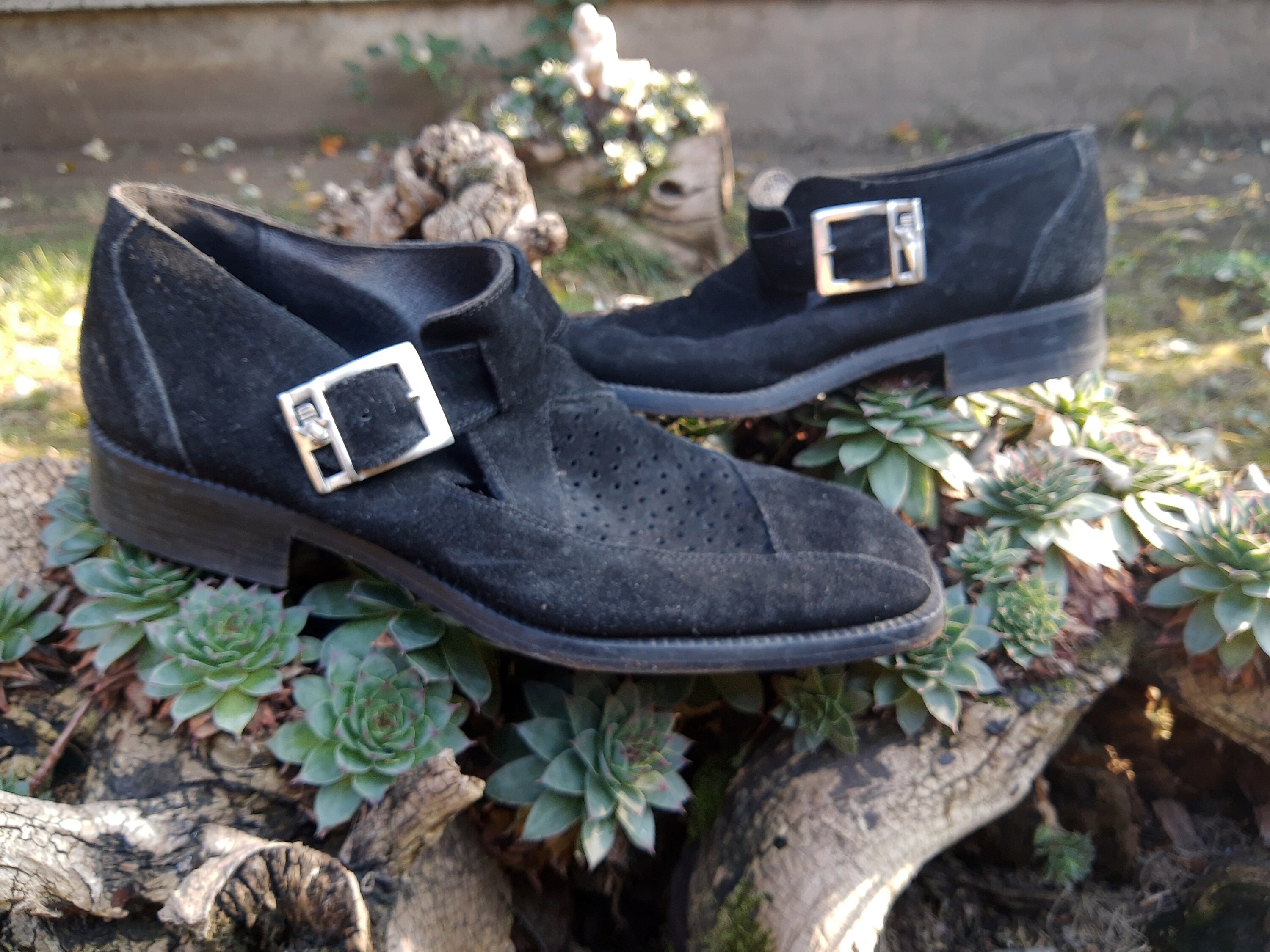 Vintage Black Suede Dandy Shoes: Men display picture 1