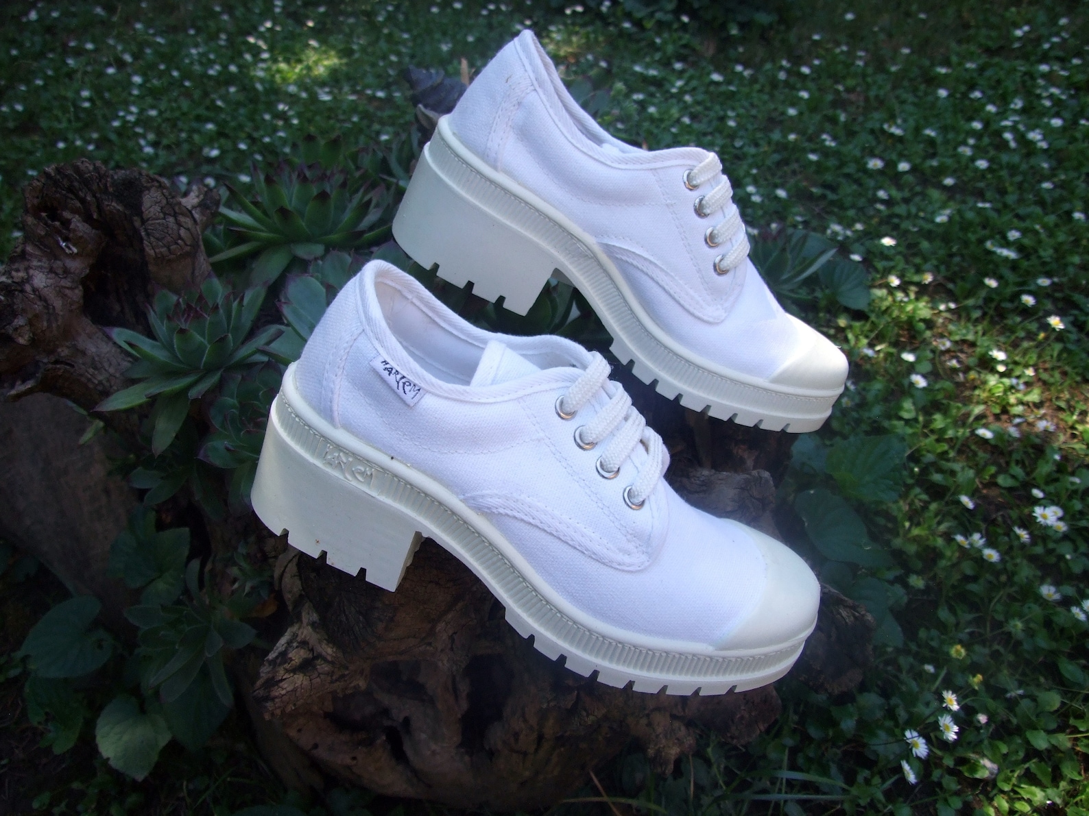 HARLEM White Chunky 90s Canvas Platform Shoes EU37 Etsy