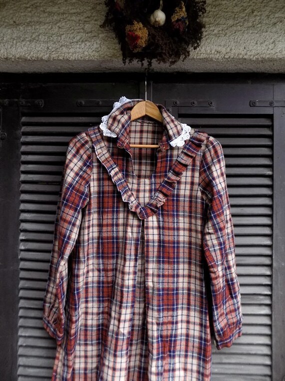 Plaid Maxi Dress - VNTG 70s Plaid Grunge Dress