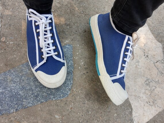 RETRO Navy Canvas Sneakers//70s Canvas Sneakers//7