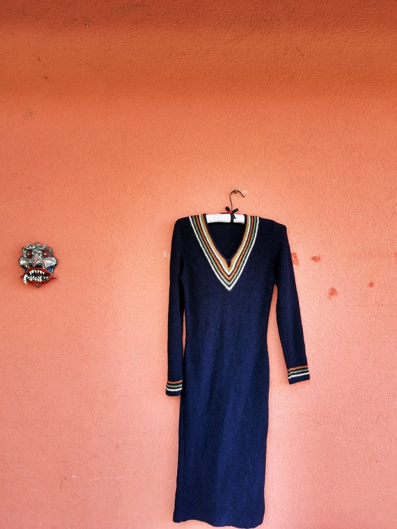 70s Hippie Dress//Vintage Knitwear Maxi Dress//Boh