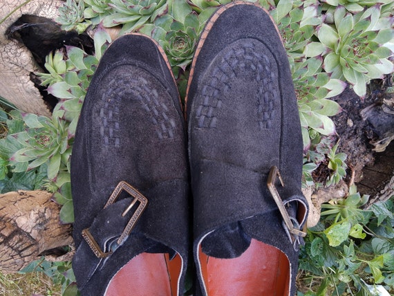 Vintage Men's Oxford Shoes//Handmade Black Leather