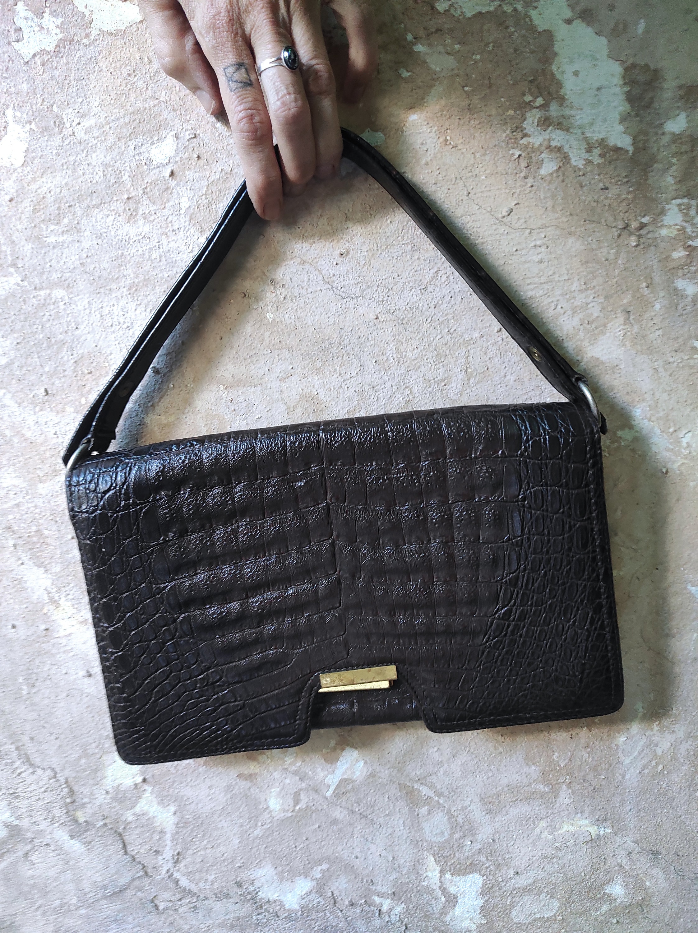 Vintage Rieke Model Handbag: Chocolate Brown Leather Bag, 1960s