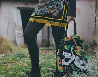 Black Upcycled Skirt//One of the kind Reworked Skirt