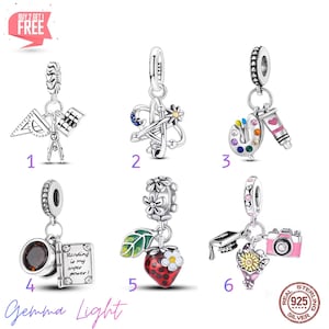 School Days and Education Math Science and Art Charm Set • 925 Sterling Silver jewelry Pendant Bead Dangle • Knowledge and Academic Journey