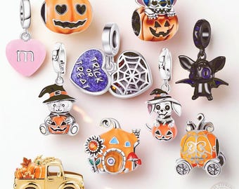 Spooky Night Creatures Charm Series • Sterling Silver Bead Jewelry • Charm Pendant Fits Pandora Bracelet • Halloween Charm Collection