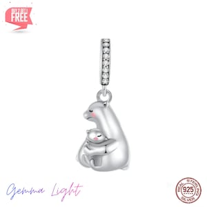 Eisbär Kuscheltier – Familie • 925 Sterling Silber Schmuck • Charm Anhänger • sanfte Momente kuschelt Mutter Baby