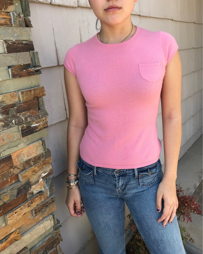 Vintage 80/'s Bubblegum Pink Cashmere Sweater Top