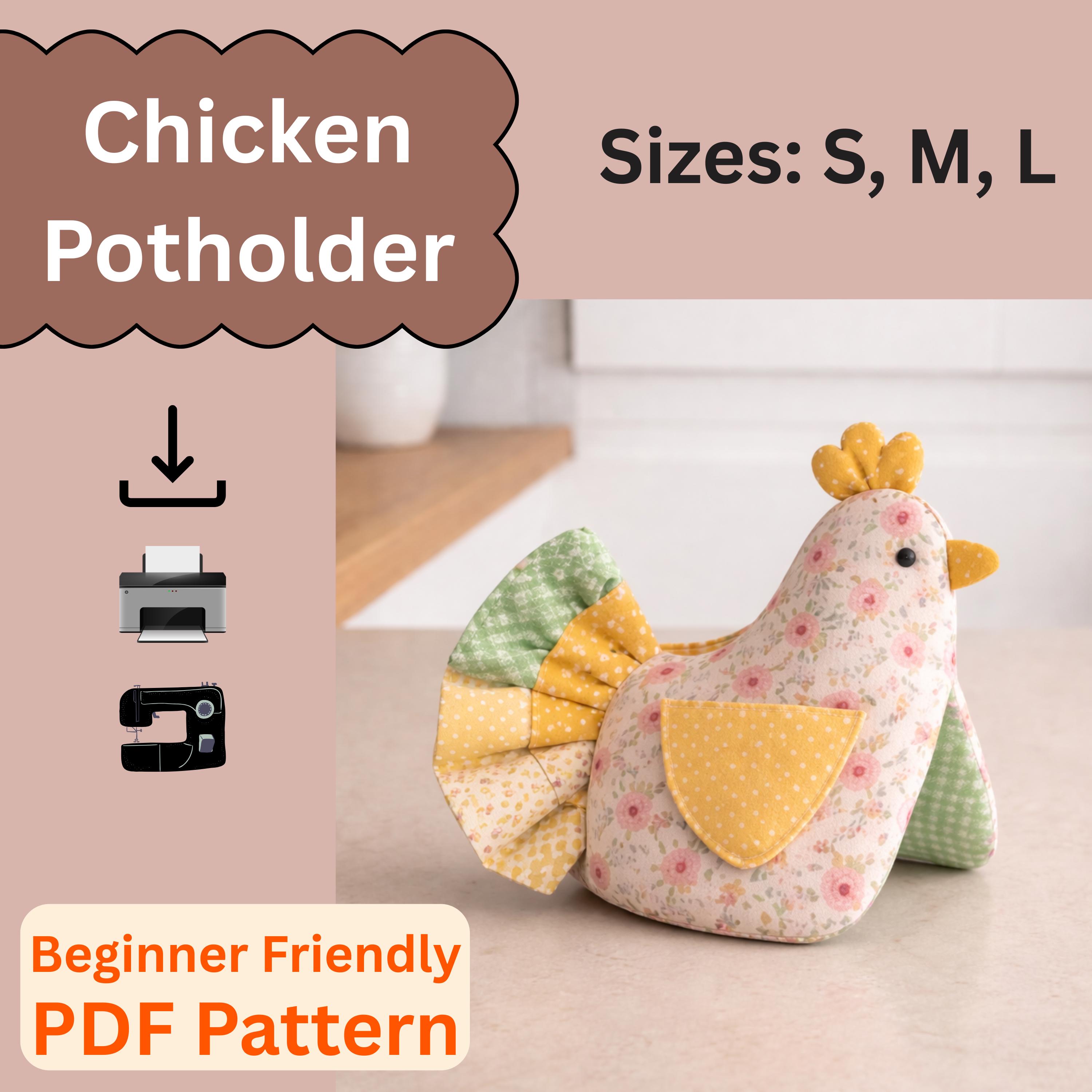 Chicken Oven Mitt Sewing Pattern PDF | Ruffle Tail Chicken Potholder ...