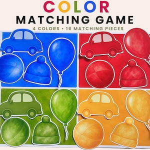 Color Matching Game Printable | Toddler Color Sorting Activity | Preschool Learning Colors | Montessori Busy Book | Instant Download PDF