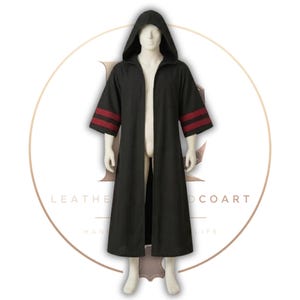 Sith-Akolythen-Kapuzenrobe – Deluxe-Schurkenkostümumhang in Schwarz und Rot gestreift | Jedi-Sith-Cosplay