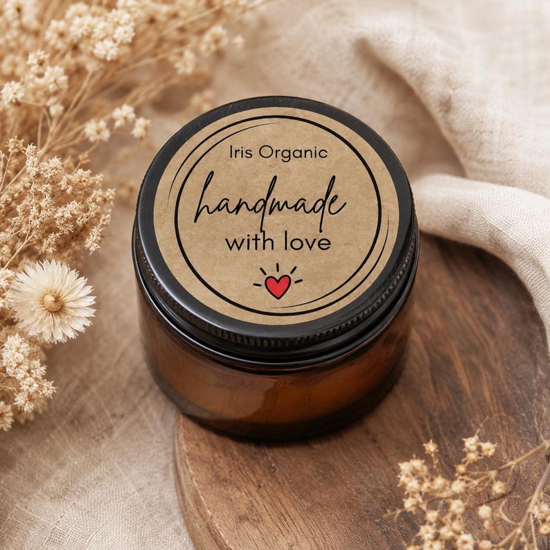 Editable Round Label Template, Kraft Style, Canva Design, Small ...