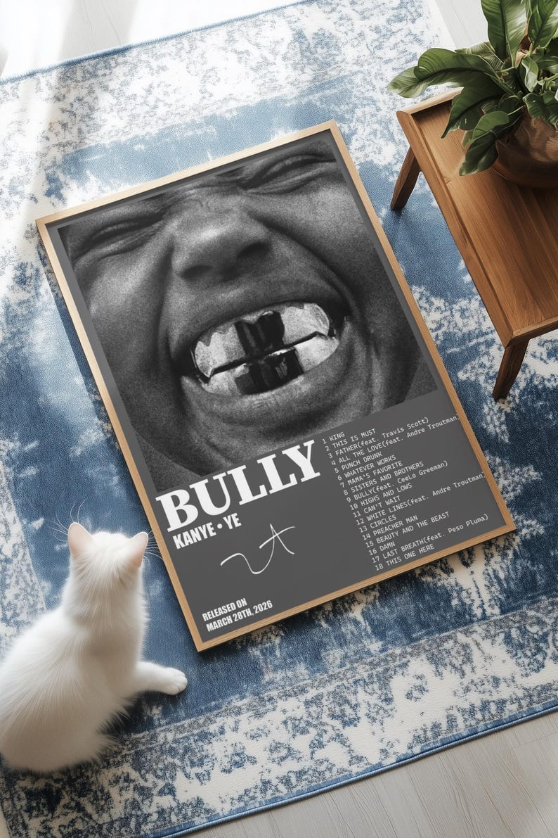 Kanye West BULLY Poster | Ye Album Art Print | Hip Hop Music Wall Decor ...