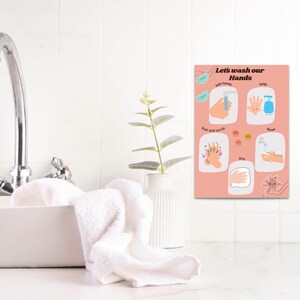 Kids Hand Washing Chart Printable | Toddler Bathroom Hygiene Poster ...