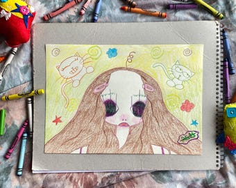 I'm just a girl - the original art print 11 x 8 inch