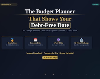 AI Budget Planner | Debt Freedom Date Calculator | Resell Rights (Digital Download)