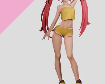 Anime-Mädchenfigur (STL-Datei) | Fantasy-Heldin (3D-Druck) | Detaillierter Resin-Bausatz | Digitaler Download