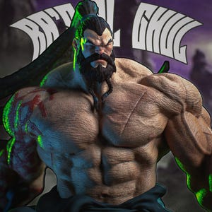 May include: A digital illustration of a muscular figure with a long black beard and braided hair. The figure has a stern expression and is wearing dark clothing. The image has the word "ABSOLUTE" in green and white text at the top.