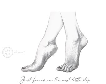 Affirmation Feet Drawing - Positive Self Talk Art (Digital Printable)