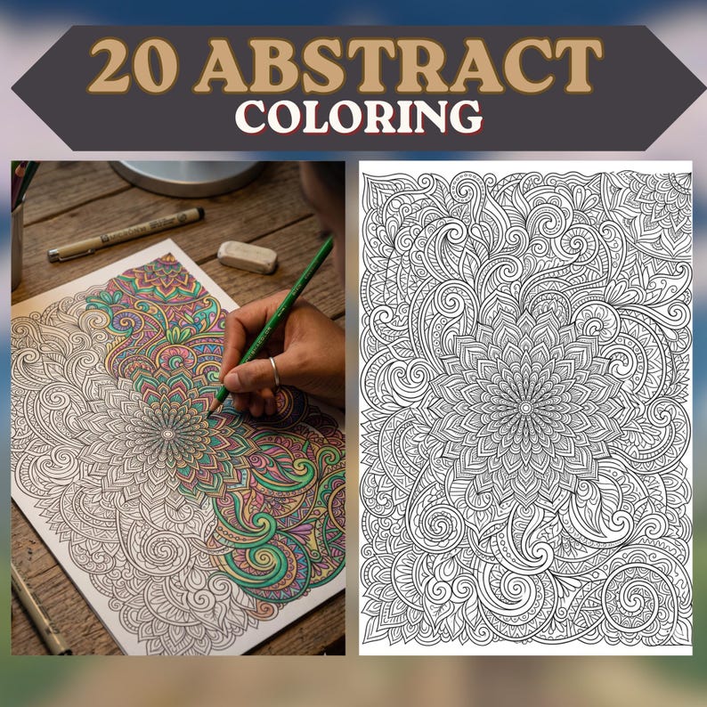 Abstract Coloring Detailed 20 Detailed Abstract Mandala & Zentangle Adult Coloring Pages | Anti ...
