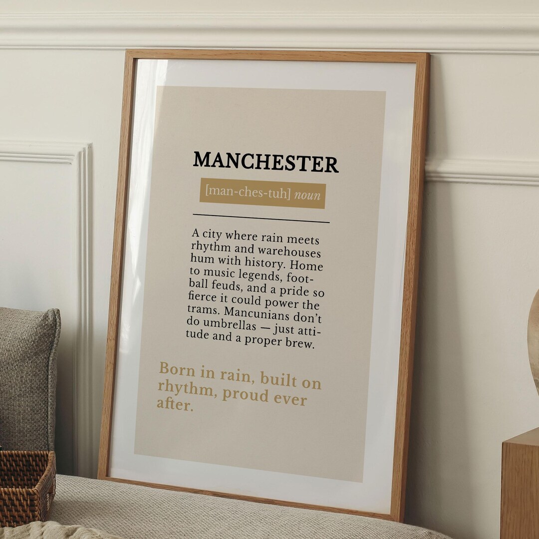 Manchester Definition Manchester Definition Wall Art Print, Manchester Poster, Manchester ...