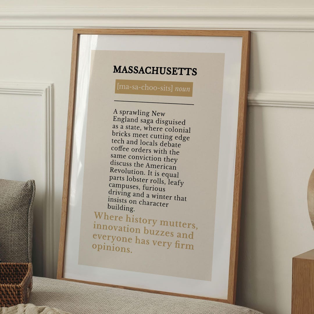 Massachusetts Definition Print | Beige Neutral Typography Wall Art ...