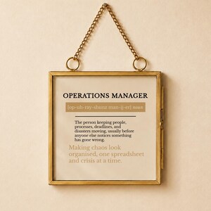 Operations Manager Gift, Funny Operations Manager Definition Print, Gold Frame, Career Gift, Office Decor | Ready To Hang