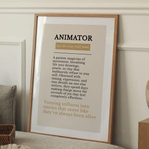 Animator Definition Print, Creative Studio Wall Art Poster, Animation Gift Typography, Neutral Minimalist Home Decor