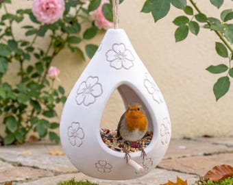 Lavender Pear Bird Feeder, Floral Hanging Bird Feeder, Garden Decor, 3D Printed Outdoor Bird Feeder