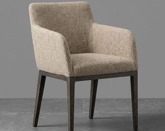 Oak Dining Armchair, Upholstered Dining Chair with Arms, Fabric Dining Chair, Verona