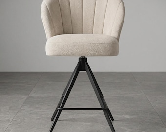 Greenwich Swivel Bar Stool – Handmade Upholstered Kitchen Island Chair Steel Legs