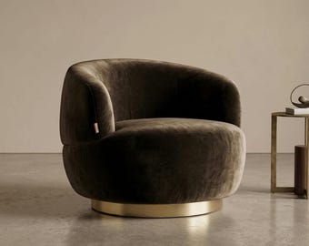 Mercer Swivel Chair – Modern Rounded Occasional Chair, 360 Swivel Base, Handmade in the UK
