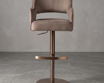 Arbury Swivel Bar Stool – Upholstered, Adjustable, Modern Kitchen Island Chair