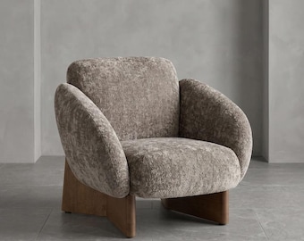 Ozzy Armchair – Sculptural Upholstered Lounge Chair, Custom Fabric, Oak Legs