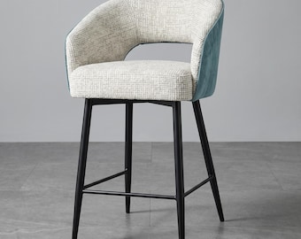 Upholstered Bar Stool – Kensington Modern Counter Stool with Steel Base, Custom Fabric