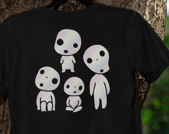 Kodama Forest Spirit Anime T-shirt | Prinsessan Mononoke Forest Guardian Ghibli-inspirerad Sprite-tröja